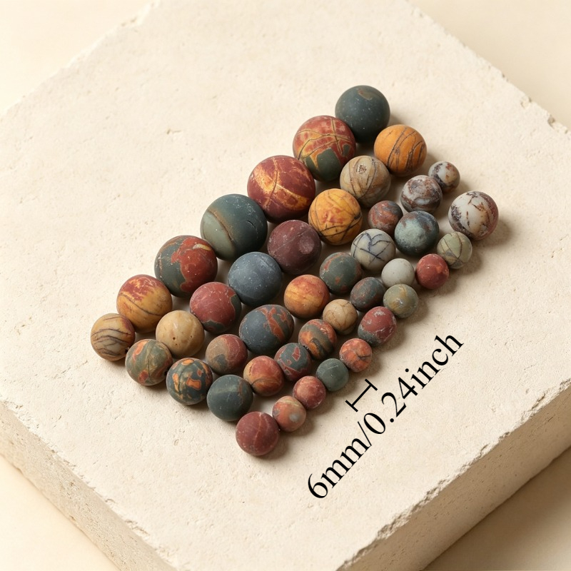 Natural Picasso Jasper Matte Round Stone Beads for DIY Jewelry